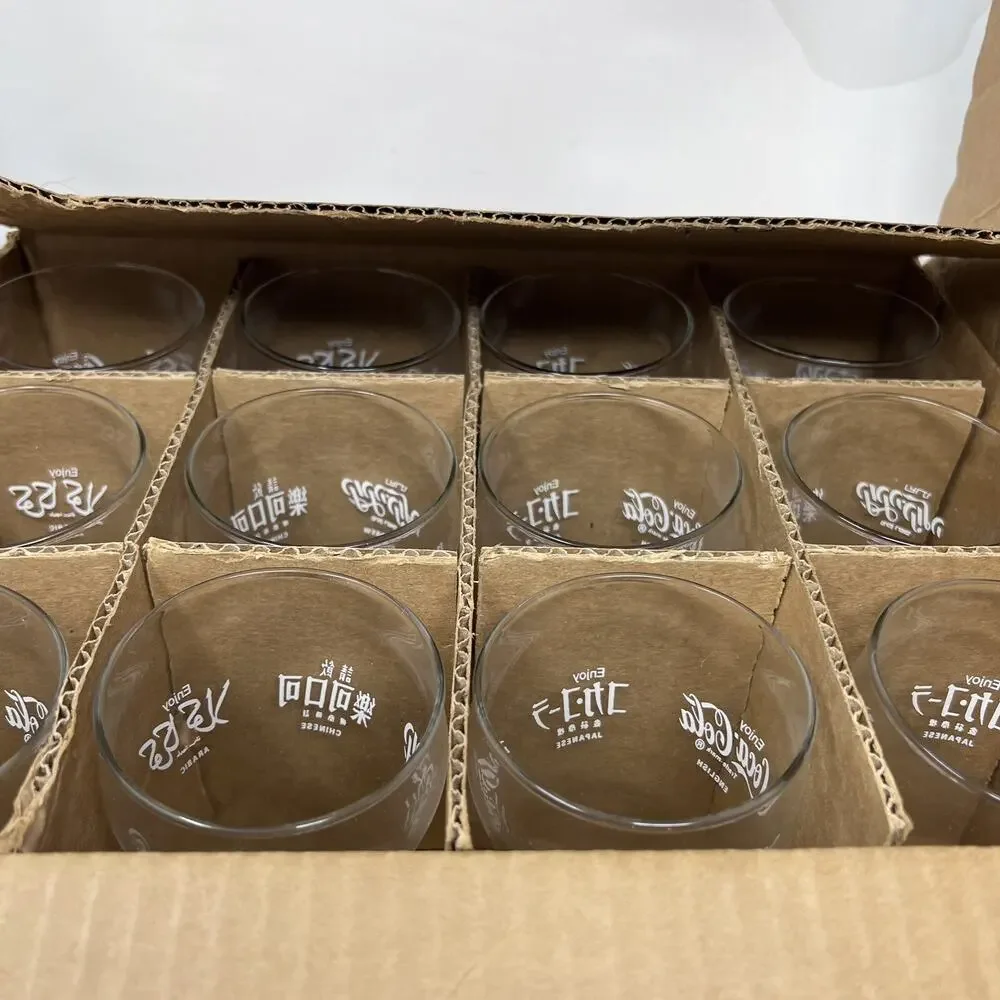 Vintage Set of 10 Coca Cola 12 oz Glasses in Original Box 4 Languages